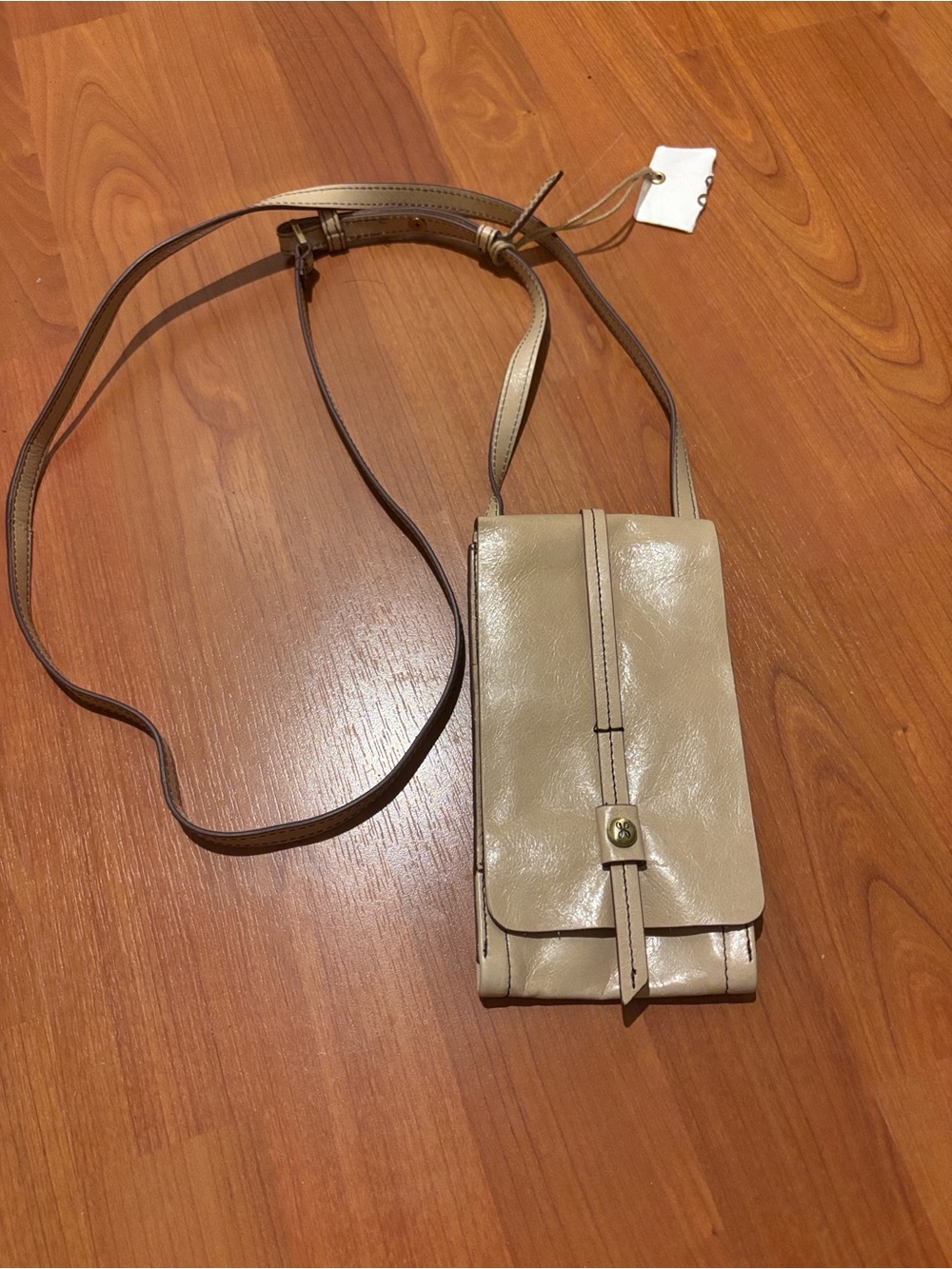 HOBO Blue & BeigeLeather Crossbody Phone Pouch with Strap and Brass Accent - Picture 2 of 2